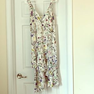 Mid length white floral dress